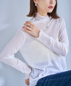 T-shirt Long Sleeves High-Neck Tops Cut-and-sew