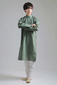 〔各色あり〕ダイヤ刺繍　クルタ・パジャマ上下セット　インドの男性民族衣装
