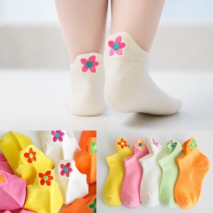 韓国風 ワンポイント フラワー パステルカラー ソックス 靴下 ベビー 新生児 キッズ 子供 トドラー