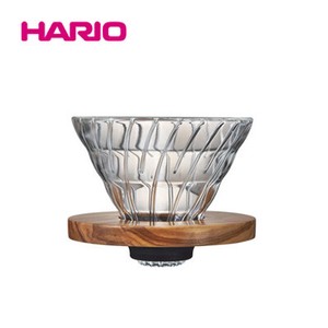 『HARIO』V60耐熱ガラス透過ドリッパー02 オリーブウッド1〜4杯用 VDGR-02-OV   HARIO（ハリオ）