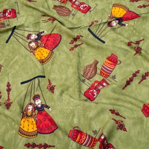〔1m切り売り〕インドの伝統と不思議が融合　おもしろデザイン布〔109cm〕 - カトプトリ　ラジャスタンの操