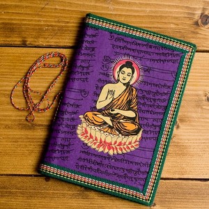 〈12.5cm×8.5cm〉【各色アソート】インドの神様柄紙メモ帳 - ブッダ