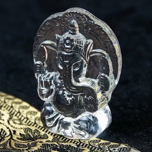 インドの神様 ガラス製ペーパーウェイト〔7cm×5cm〕 - ガネーシャ