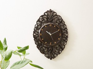 ウッドレリーフ木製掛け時計 ロータス アジアンカービング アジアンリゾート