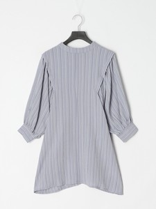 Button Shirt/Blouse Stripe Puff Sleeve 2023 New