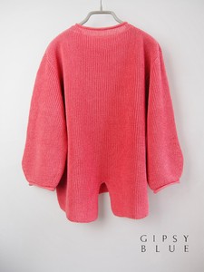 【日本製】「コットン100％畦」バックスリットプルオーバー（ Whole garment knit ）