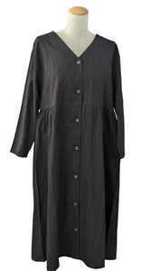Casual Dress Cotton Front-hemmed Dress 7/10 length