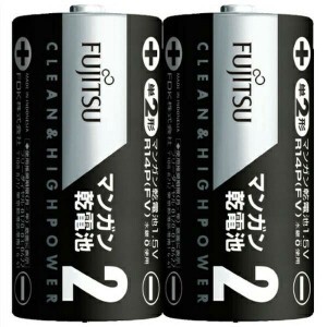 富士通 黒マンガン乾電池単2(2P)R14PFV(2S【まとめ買い10点】
