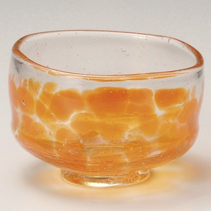 吹ガラス　抹茶碗　オレンジ