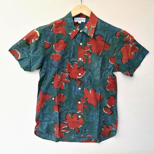 [SHIRT]草木染ブロックプリント・ユニセックスシャツ・半袖・2