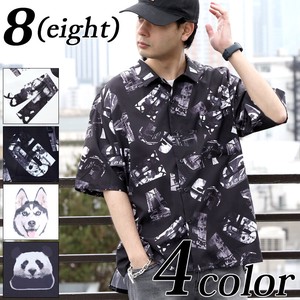 Button Shirt Oversized Patterned All Over Men's