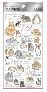 【2023春夏新作】【デコレーション】【動物】大人の図鑑シール　ウサギ　211355