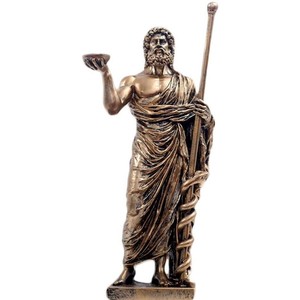 古代ギリシャの医学の神 アスクレピオス彫像 デスクトップ彫刻 ブロンズ風彫像/ 医学 医療 医者（輸入品