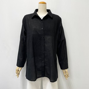Button Shirt/Blouse Pintucked Spring/Summer Cotton Ladies'