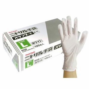 Rubber/Poly Disposable Gloves White Standard L