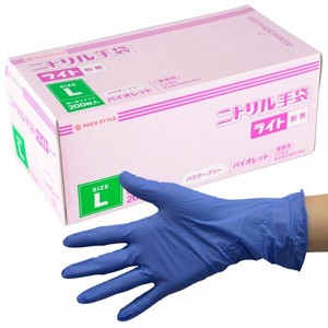 PSニトリル手袋 ライトT 紫･粉無 L パックスタイル