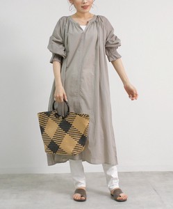 Casual Dress V-Neck Cambric Puff Sleeve Cotton Embroidered