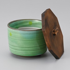 新緑飯器（木蓋付）　　【日本製　陶器木製】