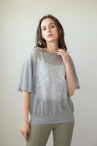 Sweater/Knitwear Pullover Crew Neck Embroidered Sheer