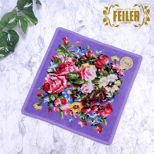 毛巾手帕 紫色 花卉图案 25cm