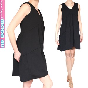 Casual Dress Plain Color black A-Line One-piece Dress Switching Short Length