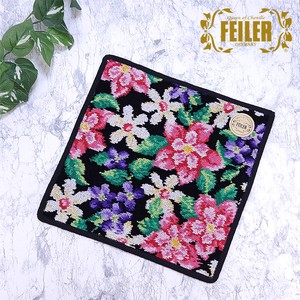Towel Handkerchief Floral Pattern black 25cm
