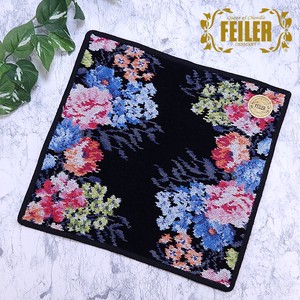 Towel Handkerchief Floral Pattern black 30cm