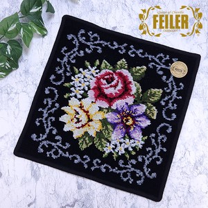 Towel Handkerchief Floral Pattern black 30cm