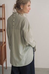 Button Shirt/Blouse High-Neck Switching Autumn/Winter 2023