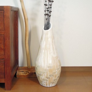 テラコッタ製 フラワーポット バンブーモザイク くびれ型 花器 花瓶 フラワースタンド