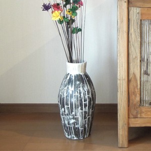 テラコッタ製 フラワーポット パンダンモザイク柄 花器 花瓶 フラワースタンド