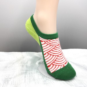 运动袜 Design 女士 和风图案 红色
