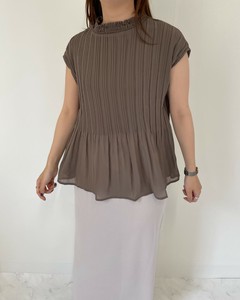Button-Up Shirt/Blouse Pleated Shirring