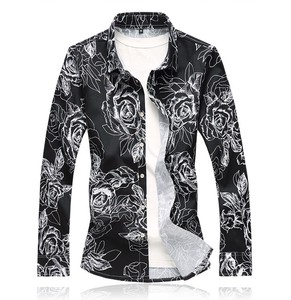 Button Shirt Long Sleeves Floral Pattern Men's NEW