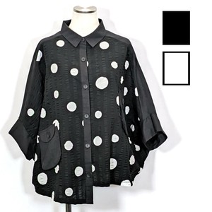 Button Shirt/Blouse Dolman Sleeve Polka Dot