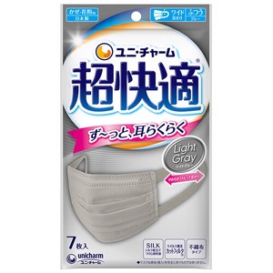 ユニ・チャーム 超快適マスク プリーツタイプ ライトグレー ふつうサイズ 7枚