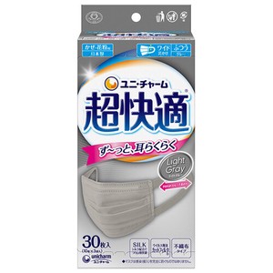 ユニ・チャーム 超快適マスク プリーツタイプ ライトグレー ふつうサイズ 20枚