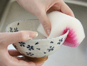 厨房海绵/清洁刷 粉色 日本制造