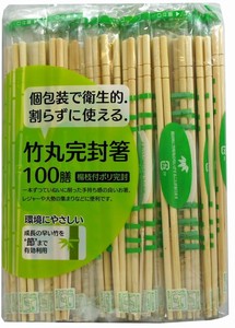 大和物産　竹丸　ポリ完封箸100P　楊枝付 割り箸 割りばし