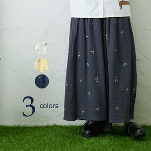 Full-Length Pant Patterned All Over Spring Embroidered Wide Pants