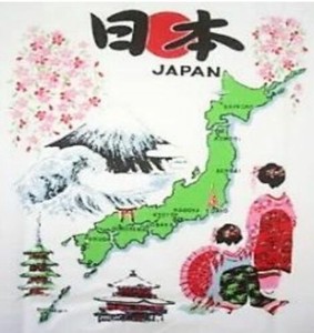 FJK 日本のTシャツ お土産 Tシャツ 地図 白 Lサイズ A-9-L