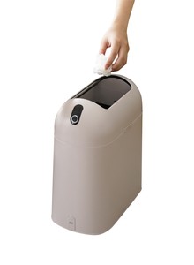 【特価品】CBジャパン　自動で開くゴミ箱 poi ベージュ(型番:CB-POI-BE)