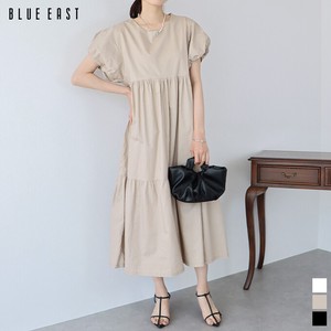 Casual Dress Half Sleeve Plain Color Long One-piece Dress Short-Sleeve Tiered