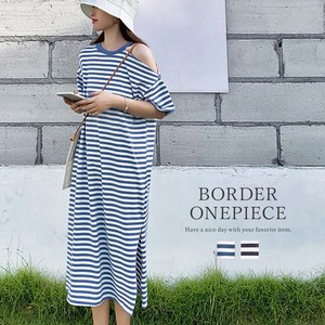 Casual Dress Shoulder One-piece Dress Border
