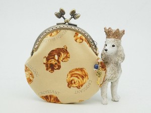 化妆包 米色 口金包 法国鬥牛犬