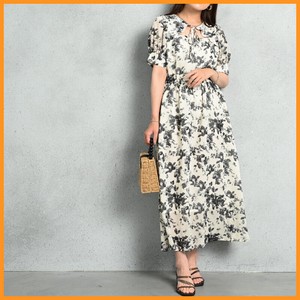 Casual Dress Front Floral Pattern One-piece Dress