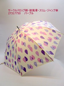 通年新作）雨傘・長傘-婦人　サークルドロップ柄・耐風骨・スリム・ジャンプ傘