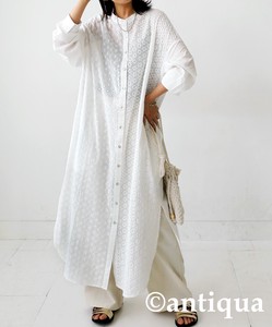 Antiqua Casual Dress Long Sleeves Long One-piece Dress Embroidered Ladies'