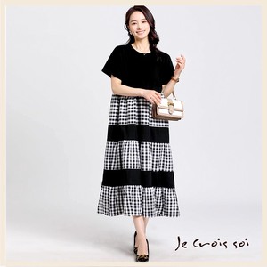 Casual Dress Design Checkered Tiered Cut-and-sew NEW