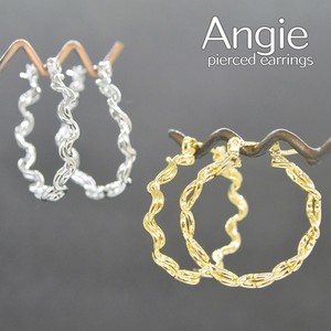 【Angie】ZIGZAGチャンキー 真鍮メッキコーティング ピアス 2色展開。
